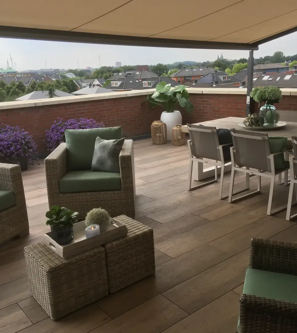 Houtlooktegels op dakterras Penthouse Houten