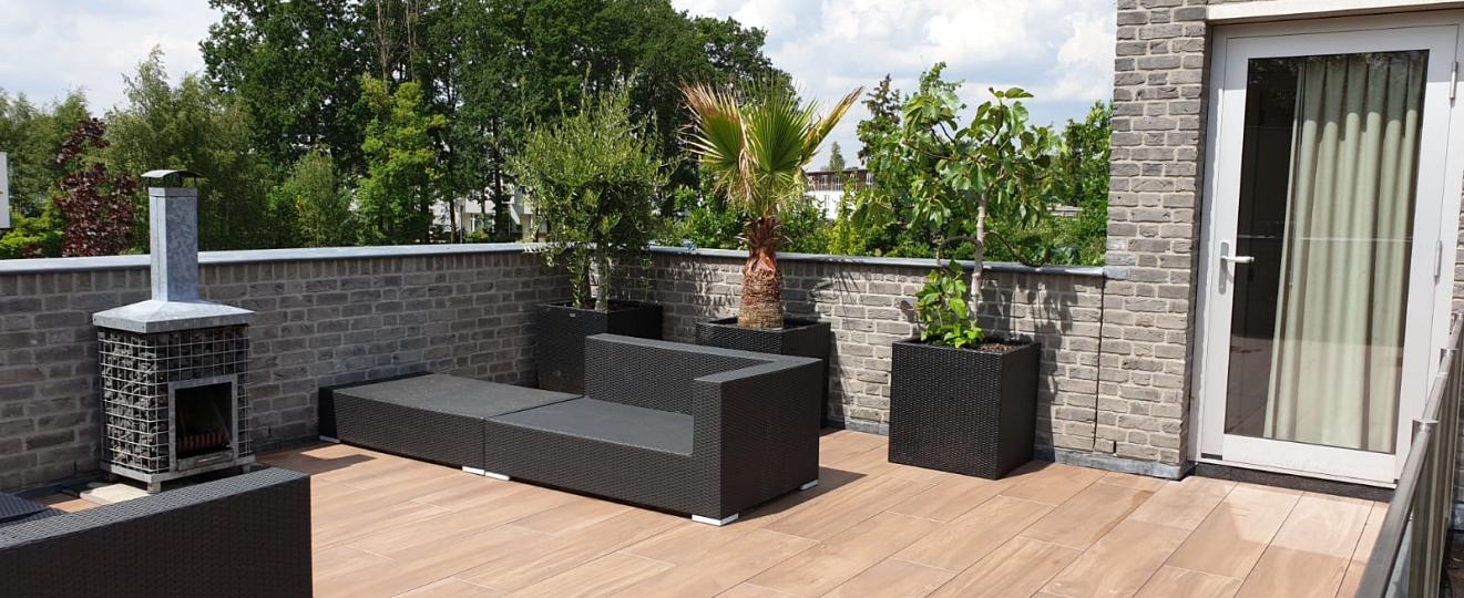 Renovatie dakterras met houtlooktegels Eindhoven